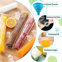 FainFun vrecká na nanuky 100 ks, opakovane použiteľné vrecká na mrazené pochúťky s lievikom, 60 ml formy na domáce nanuky na jogurt, ovocnú šťavu a zmrzlinu 5