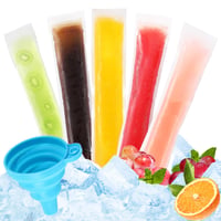 FainFun vrecká na nanuky 100 ks, opakovane použiteľné vrecká na mrazené pochúťky s lievikom, 60 ml formy na domáce nanuky na jogurt, ovocnú šťavu a zmrzlinu 1