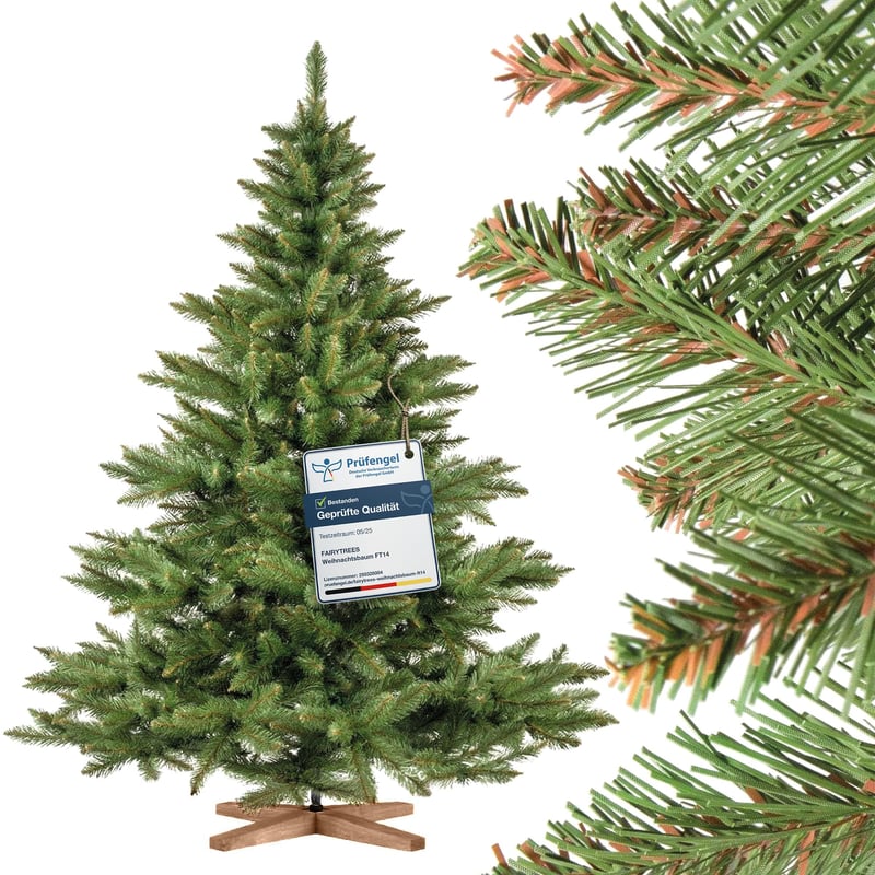 Umelý vianočný stromček FairyTrees Nordmann so stojanom, zelené PVC, 180 cm, FT14/FT15