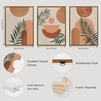 FajerminArt 3 db boho geometrikus vászonkép kerettel narancs növény leveles falikép nordic minimal 30x40 cm nappali háló iroda 2