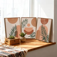 FajerminArt 3 db boho geometrikus vászonkép kerettel narancs növény leveles falikép nordic minimal 30x40 cm nappali háló iroda 6