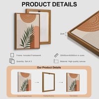 FajerminArt 3 db boho geometrikus vászonkép kerettel narancs növény leveles falikép nordic minimal 30x40 cm nappali háló iroda 7