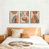 FajerminArt 3 db boho geometrikus vászonkép kerettel narancs növény leveles falikép nordic minimal 30x40 cm nappali háló iroda 4