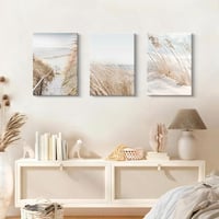 FajerminArt set 3 tablouri canvas mari, înrămate, peisaj marin și zăpadă, decor de perete modern, boho, botanic, 40 x 60 x 3 cm, pentru living și dormitor 3