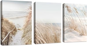 FajerminArt set 3 tablouri canvas mari, înrămate, peisaj marin și zăpadă, decor de perete modern, boho, botanic, 40 x 60 x 3 cm, pentru living și dormitor