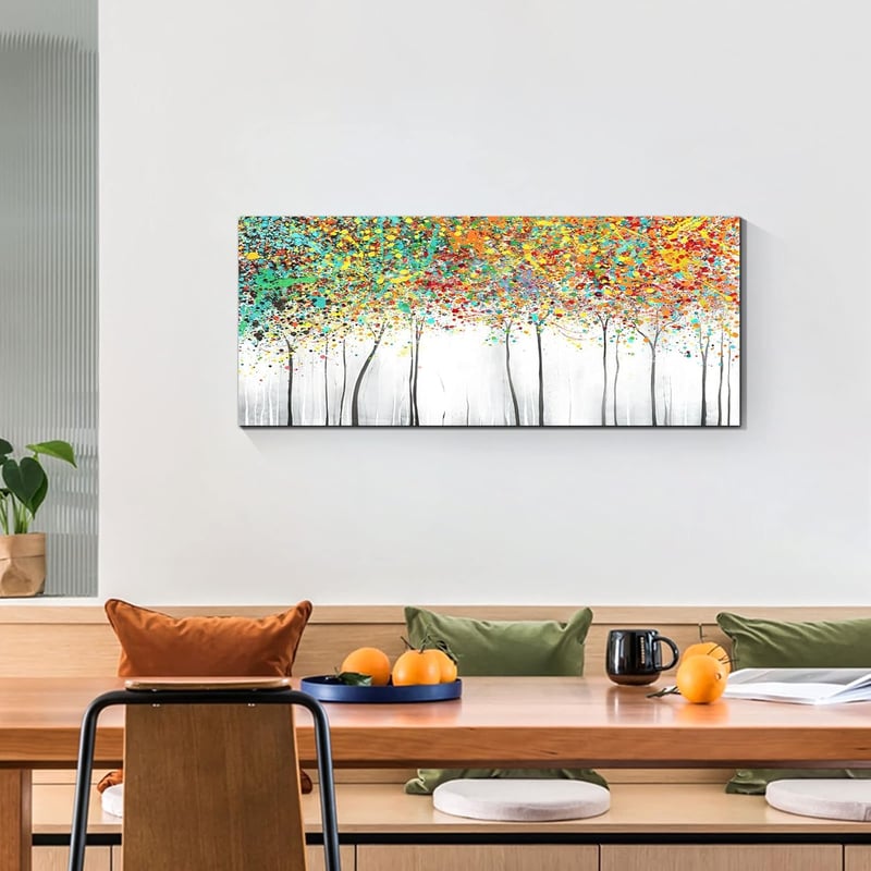 FajerminArt Absztrakt Virágzó Fa Vászonkép 120x50cm Színes Falikép Nappalihoz Hálóhoz Keret Nélkül