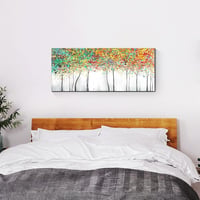 FajerminArt Absztrakt Virágzó Fa Vászonkép 120x50cm Színes Falikép Nappalihoz Hálóhoz Keret Nélkül 6