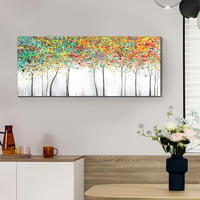 FajerminArt Absztrakt Virágzó Fa Vászonkép 120x50cm Színes Falikép Nappalihoz Hálóhoz Keret Nélkül 2