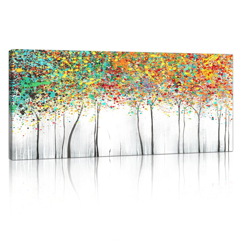 FajerminArt abstraktný obraz na plátne kvitnúci strom, s rámom – 120x50 cm