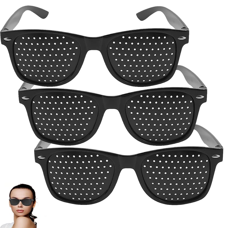 Ochelari cu orificii FaJoek, ochelari Pinhole, cu brațe pliabile, ochelari pentru antrenamentul și relaxarea ochilor, negri