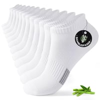 FALARY Bamboo Sneaker Zokni Férfi Női 6 Pár Fehér 43-46-os Méret Rövid Sportszokni Lélegző Antibakteriális Futózokni Unisex 1