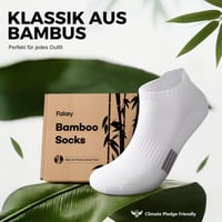 FALARY Bamboo Sneaker Zokni Férfi Női 6 Pár Fehér 43-46-os Méret Rövid Sportszokni Lélegző Antibakteriális Futózokni Unisex 6