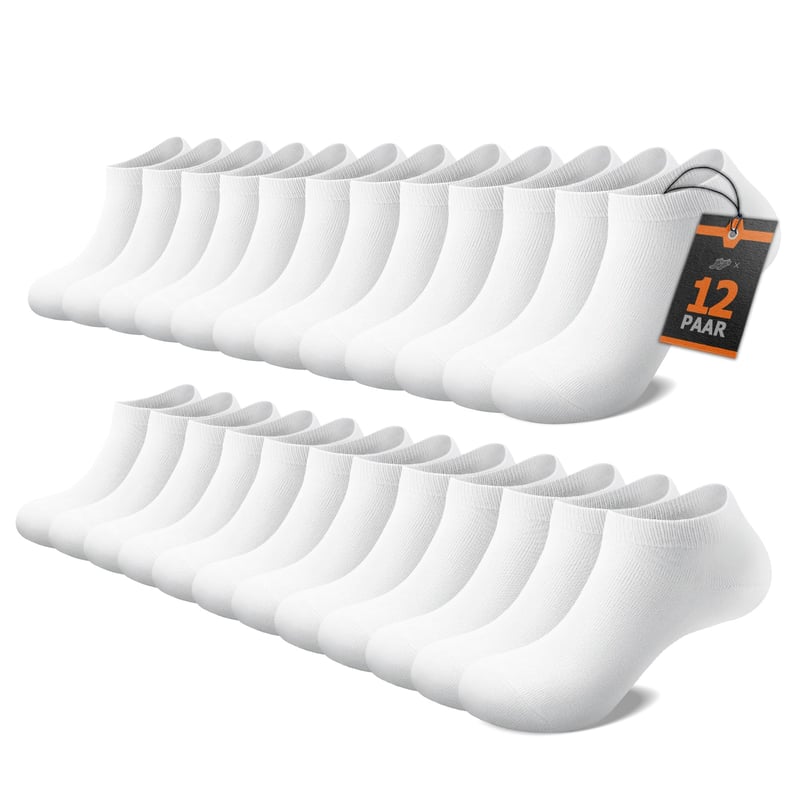 FALARY Ponožky Sneaker pánske a dámske z biobavlny, 12 párov, unisex členkové ponožky, športové, nízke