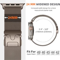 Faliogo Rozéarany Acél Szíj Apple Watch Ultra 2/Ultra Órához - Ejtőernyős Csattal, Kompatibilis Series 10 46mm, 9/8/7 45mm, SE2/SE/6/5/4 44m 6