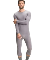 Colanți funcționali 3/4 pentru bărbați FALKE Wool-Tech Light - gri (Grey-Heather), mărimea M, lână merinos cu uscare rapidă 3
