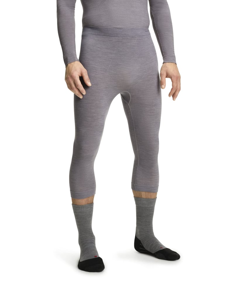 Colanți funcționali 3/4 pentru bărbați FALKE Wool-Tech Light - gri (Grey-Heather), mărimea M, lână merinos cu uscare rapidă
