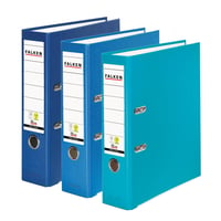 Sada 3 zakladačov Falken PP-Color, šírka 8 cm, DIN A4, mix farieb, s obalom z recyklovaného plastu Ocean a vymeniteľným chrbtovým štítkom 1