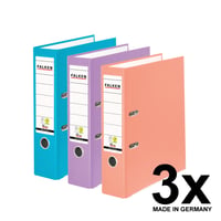 FALKEN PP-Color registrator 8 cm širina hrpta A4 3 komada pastelne boje tirkizna ljubičasta boja lososa veganski plastični omot Njemačka 2