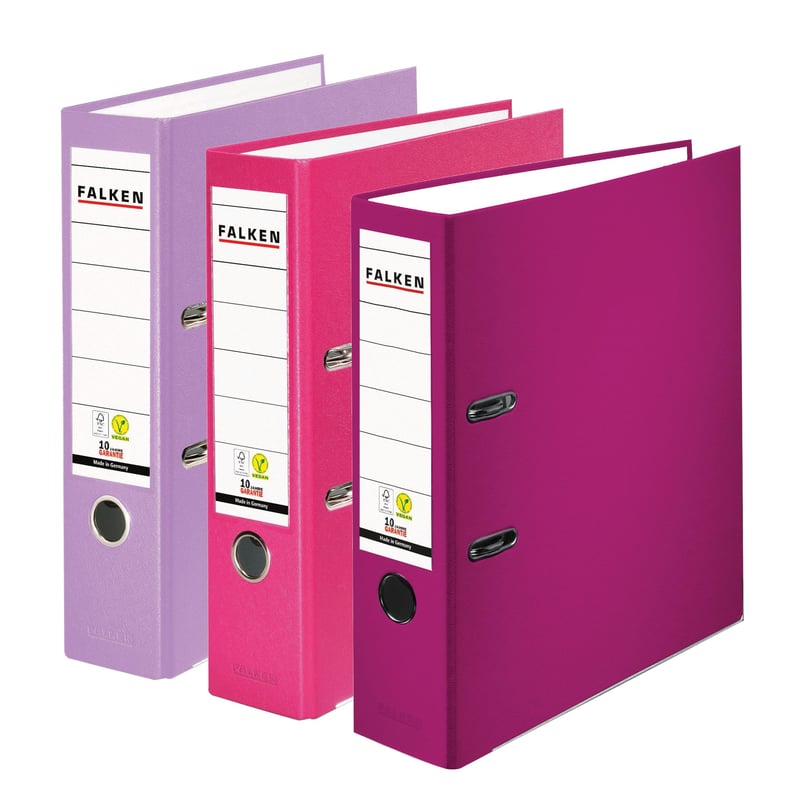 Biblioraft FALKEN PP-Color, cotor 8 cm, format A4, culori pastelate diverse, 3 bucăți