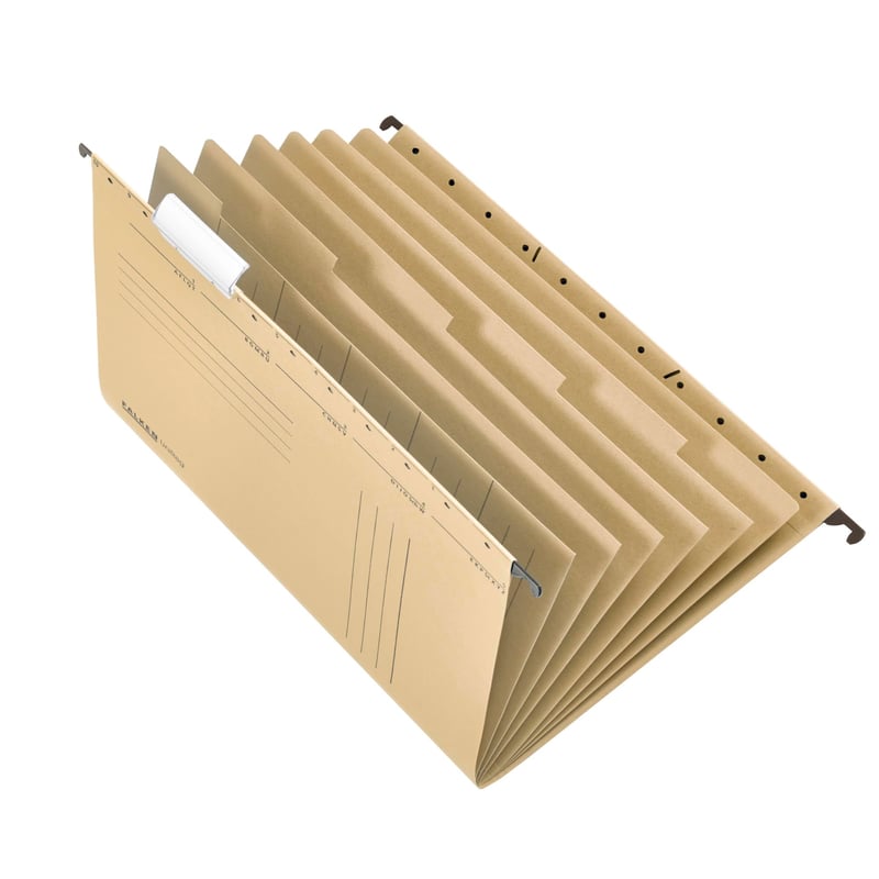 Dosar cu șină Falken UniReg DIN A4, cu deschidere laterală, din carton reciclat, culoare maro, pentru personal și proiecte, certificat Blue Angel