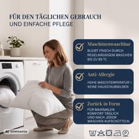 Luxusný vankúš FAM' Home 50x60 cm, 2 ks – Ergonomický biely vankúš na spanie s náplňou 600 g, vhodný pre alergikov, prateľný na 95 °C 5