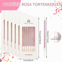FAMCUCHE Narodeninové sviečky na tortu 36 ks, Tenké dlhé sviečky s držiakmi, 13 cm, Dekorácia na tortu na narodeniny, svadbu, párty 2