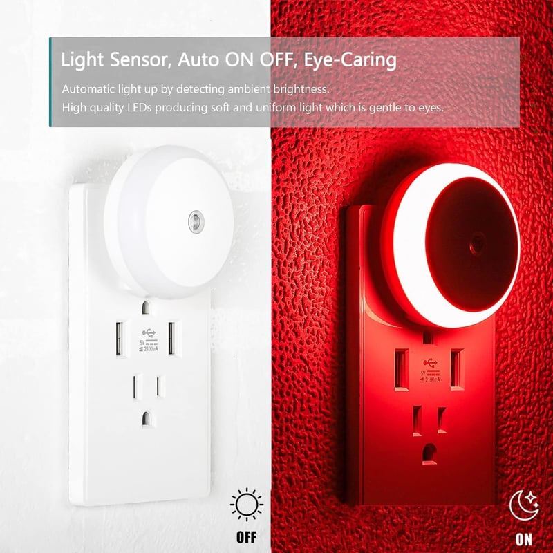 FanFuGuo LED Éjszakai Lámpa Gyerekeknek Szenzorral 3db Piros