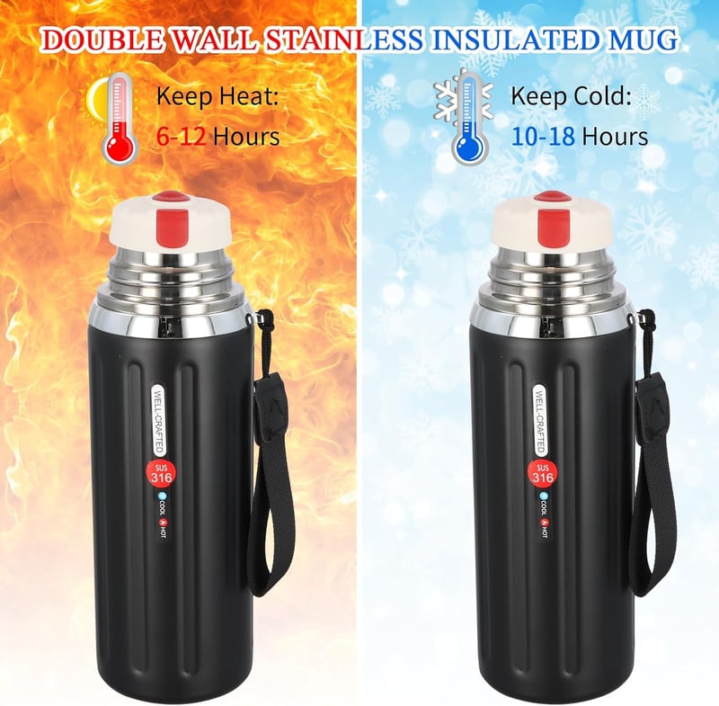 Fangehong 800ml rozsdamentes acél termosz palack teaszűrővel, vákuum szigetelt