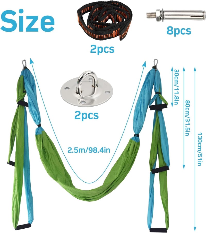 Fangehong Yoga Függőágy 2,5m Antigravitációs Lógó Hinta Nylon Kötélkészlet Felszereléssel