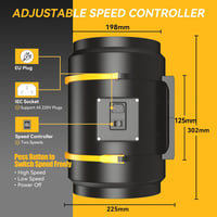 FanGoFast 200 mm csatorna ventilátor inline elszívó ventilátor 230 V csendes EU dugó 1,5 m kábellel fürdőszobába irodába grow helyiségbe 4