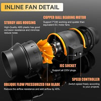 FanGoFast 200 mm csatorna ventilátor inline elszívó ventilátor 230 V csendes EU dugó 1,5 m kábellel fürdőszobába irodába grow helyiségbe 5