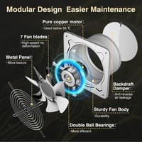 FanGoFast 250 mm-es Elszívó Ventilátor 1680 m³/h Visszacsapó Szeleppel, Ezüst Fali Ventilátor Konyhába Fürdőszobába Garázsba EU Csatlakozóval 3
