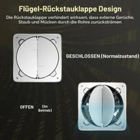 FanGoFast 250 mm-es Elszívó Ventilátor 1680 m³/h Visszacsapó Szeleppel, Ezüst Fali Ventilátor Konyhába Fürdőszobába Garázsba EU Csatlakozóval 6