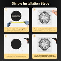 FanGoFast 250 mm-es Elszívó Ventilátor 1680 m³/h Visszacsapó Szeleppel, Ezüst Fali Ventilátor Konyhába Fürdőszobába Garázsba EU Csatlakozóval 4