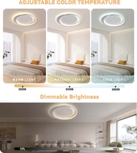 FANLG Dimmelhető LED mennyezeti lámpa 3000K-6000K 24 W 2400 lm modern nappali hálószoba konyha 40 x 35 x 5.5 cm 2