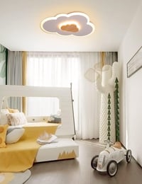 FANLG Felhő mintás LED mennyezeti lámpa gyerekszobába 26W 50 cm fa betéttel dimmelhető távirányítóval 3000-6000K 6