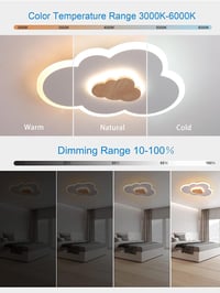 FANLG Felhő mintás LED mennyezeti lámpa gyerekszobába 26W 50 cm fa betéttel dimmelhető távirányítóval 3000-6000K 2