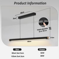 FANLG LED visilica za iznad blagovaonskog stola 80 cm crna, prigušiva s daljinskim upravljačem, 28W, moderan luster podesive visine za kuhinju, ured i dnevni boravak 4