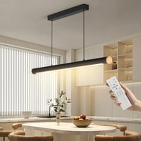 FANLG LED visilica za iznad blagovaonskog stola 80 cm crna, prigušiva s daljinskim upravljačem, 28W, moderan luster podesive visine za kuhinju, ured i dnevni boravak 1