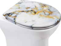 Fanmitrk Duroplast WC Ülőke Arany Márvány Mintával - Ovális, Lassan Csukódó, Gyorskioldású, Felső Rögzítésű, Modern Stílusú Toalett Fedél 5