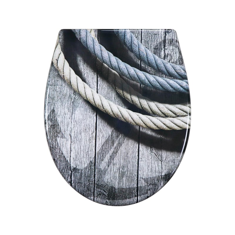 Fanmitrk duroplast WC daska sa soft-close mehanizmom, brzo skidanje - uzorak užeta - 45x37 cm