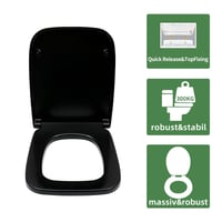 Fanmitrk četvrtasta WC daska sa soft-close mehanizmom, duroplast - crna - 45,5x36,5 cm 2