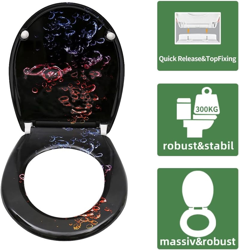 Fanmitrk WC-ülőke Duroplast Buborék Mintás Soft-Close Gyorslecsapódás
