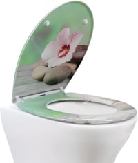 Fanmitrk WC ülőke puha záródással, gyorsleoldható fedél, duroplast, kő virág motívum 4