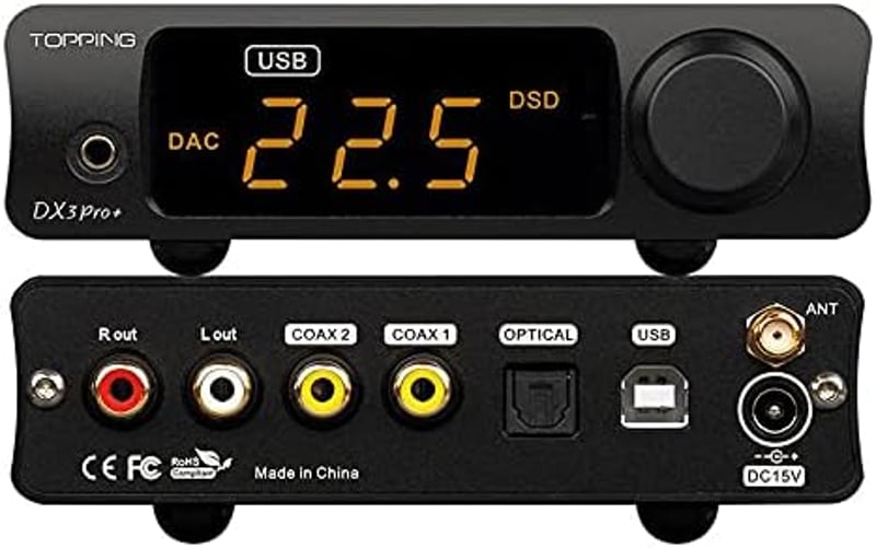 Fanmusic Topping DX3 Pro+ ES9038Q2M Bluetooth DAC erősítő ezüst