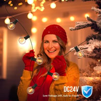 FANSANMY kültéri dimmelhető guinguette fényfüzér 30 m távirányítóval, IP45 vízálló, 2700K meleg fehér, 52 db törésálló izzó kert, udvar 3