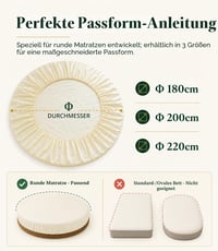 FANSU Okrugla rastezljiva plahta 180x180+25 cm bež, mekana pamučna plahta na gumu za boxspring krevete, prozračna zaštita za madrac za hotele i vodene krevete 3