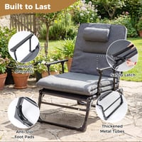 Pat de camping 3 în 1 FANTASK, șezlong cu spătar și tetieră reglabile, capacitate de încărcare 200 kg, scaun de grădină pliabil, 185 x 60,5 x 38 cm 8