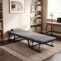 Pat de camping 3 în 1 FANTASK, șezlong cu spătar și tetieră reglabile, capacitate de încărcare 200 kg, scaun de grădină pliabil, 185 x 60,5 x 38 cm 9