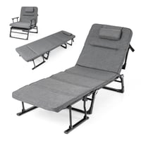 Pat de camping 3 în 1 FANTASK, șezlong cu spătar și tetieră reglabile, capacitate de încărcare 200 kg, scaun de grădină pliabil, 185 x 60,5 x 38 cm 1